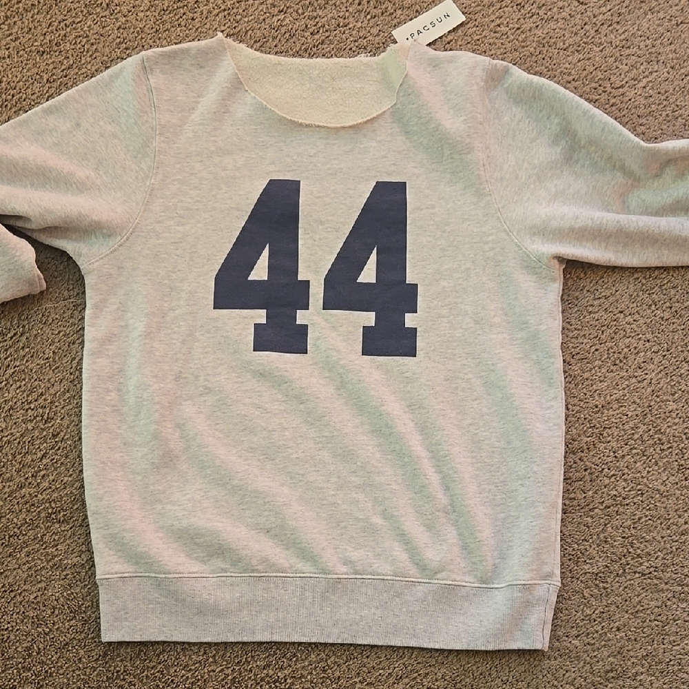 Brandy Melville Grey Cut Off Crew Neck Sweatshirt Brand New Number 44 Size XS